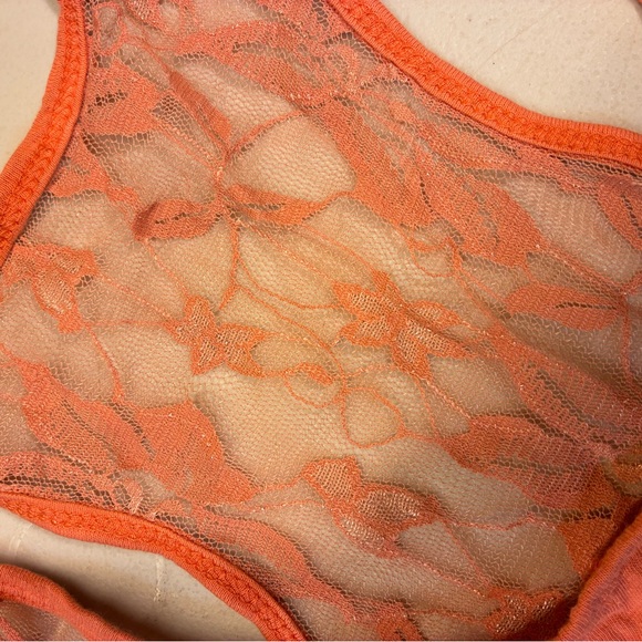 Neon Pink/Orange Lace Racerback Tank Top - Picture 3 of 4